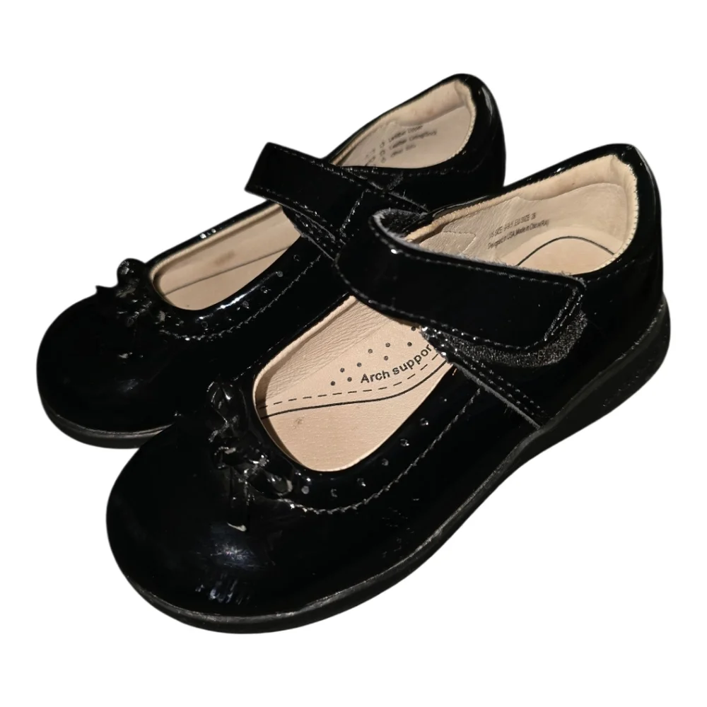 Pediped Flex Black Isabella Mary Jane Flats Girls Size 31 And 26